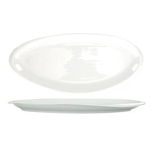 International Tableware, Inc VL-115 Vale White 11" x 5" Organic Oval Porcelain Platter