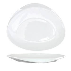 International Tableware, Inc VL-16 Vale White 10-1/2" x 9" Organic Oval Porcelain Platter