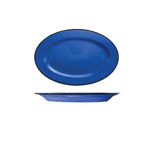International Tableware, Inc CF-13 Campfire Speckle Ocean Blue 11-1/2" Oval Ceramic Platter