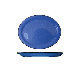 International Tableware, Inc CFN-13 Campfire Speckle Ocean Blue 11-1/2" x 9-1/4" Ceramic Platter