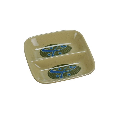 Yanco China JP-0001 Japanese Melamine 2 oz. 2 Compartment Divided Sauce Dish