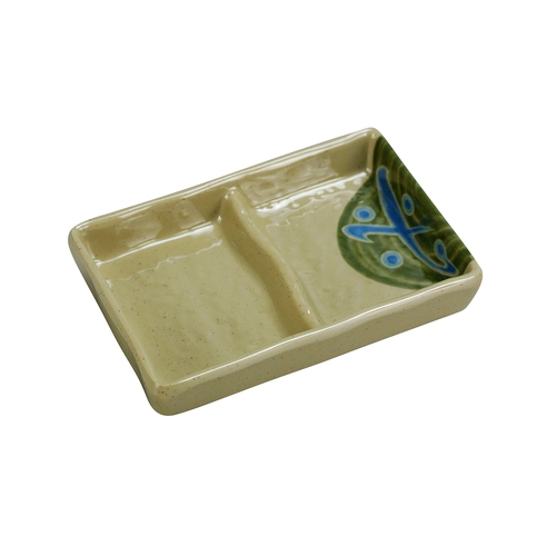 Yanco China JP-4031 Japanese Melamine 2.5 oz. 2 Compartment Sauce Dish - 4 Doz