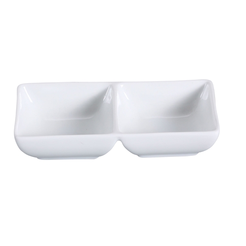 Yanco China LK-505 Lion King Bone White China 2 oz. Double Sauce Dish - 3 Doz