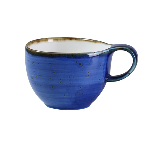Yanco China LY-001BU Lyon Blue Speckled Glazed Porcelain 7 oz. Freeform Tea Cup