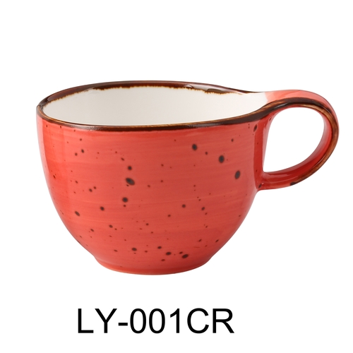 Yanco China LY-001CR Lyon Coral Speckled Glazed Porcelain 7 oz. Freeform Tea Cup