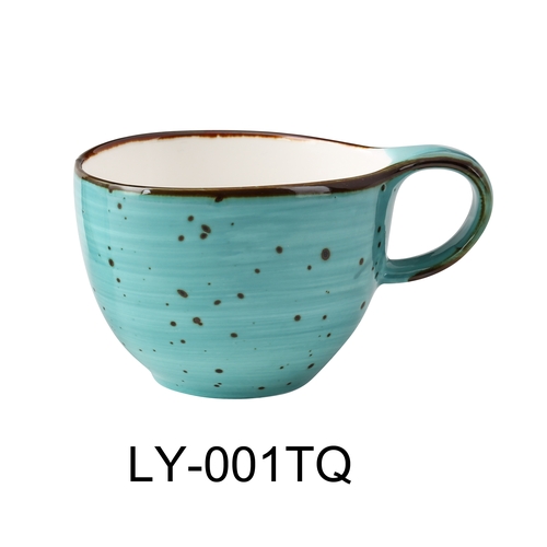 Yanco China LY-001TQ Lyon Turquoise Glazed Porcelain 7 oz. Freeform Tea Cup