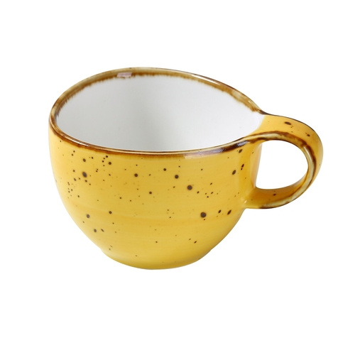 Yanco China LY-001YL Lyon Yellow Speckled Glazed Porcelain 7 oz. Freeform Tea Cup