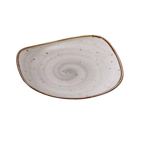 Yanco China LY-110 Lyon Brown Speckled Glazed Porcelain 10.5" Freeform Plate