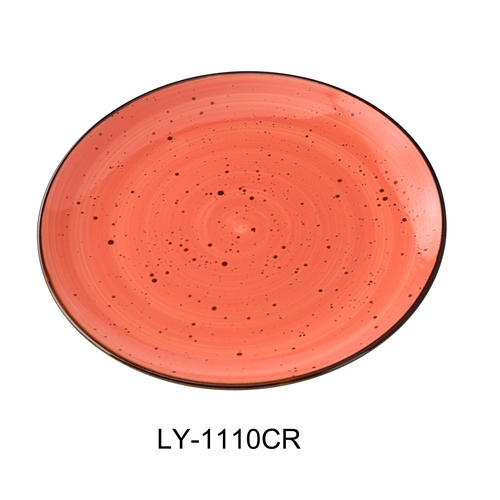 Yanco China LY-1110CR Lyon Coral Speckled Glazed Porcelain 10.25" Coupe Plate