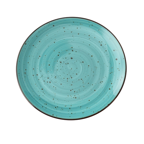 Yanco China LY-1110TQ Lyon Turquoise Speckled Glazed Porcelain 10.25" Coupe Plate