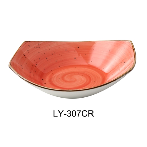 Yanco China LY-307CR Lyon Coral Glazed Porcelain 15 oz. Freeform Soup Plate