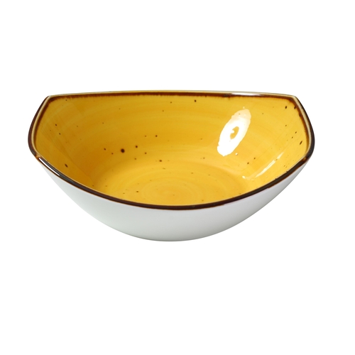 Yanco China LY-307YL Lyon Yellow Glazed Porcelain 15 oz. Freeform Soup Plate