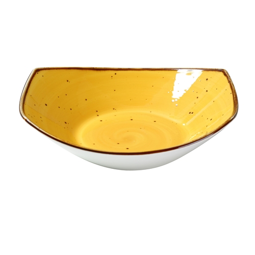 Yanco China LY-309YL Lyon Yellow Glazed Porcelain 20 oz. Freeform Pasta Plate