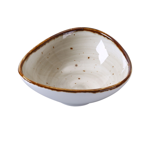 Yanco China LY-404 Lyon Brown Glazed Porcelain 5 oz. Triangular Sauce Bowl