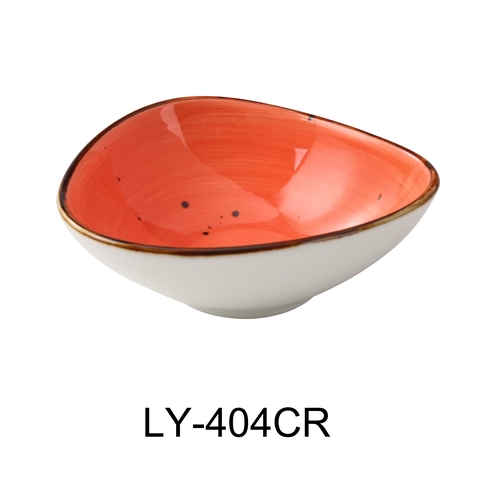 Yanco China LY-404CR Lyon Coral Glazed Porcelain 5 oz. Triangular Sauce Bowl