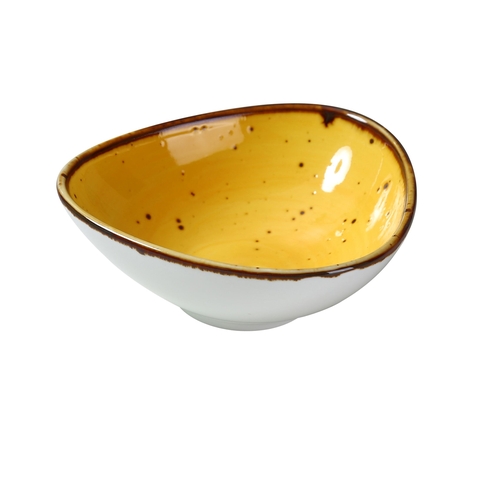 Yanco China LY-404YL Lyon Yellow Glazed Porcelain 5 oz. Triangular Sauce Bowl