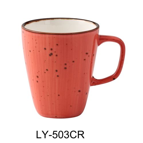 Yanco China LY-503CR Lyon Coral Speckled Glazed Porcelain 10 oz. Mug w/ Handle