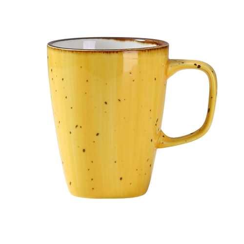 Yanco China LY-503YL Lyon Yellow Speckled Glazed Porcelain 10 oz. Mug w/ Handle