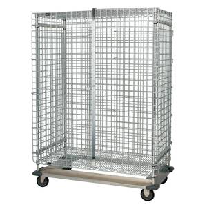 Quantum Food Service MD2460-70SEC 60x24x70 Chrome Plated Mobile Security Unit w/ Dolly Base