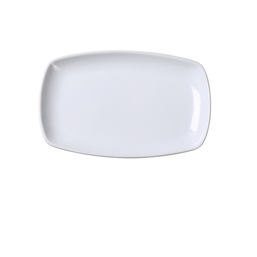 Yanco China ML-2212 Main Land Super White Porcelain 12.5" x 8.25" Plate - 1 Doz