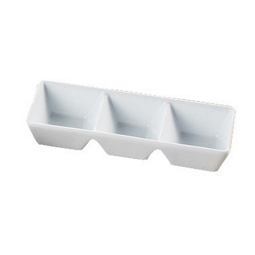Yanco China ML-737 Main Land Super White Porcelain 1.5 oz. Divided Tray - 2 Doz