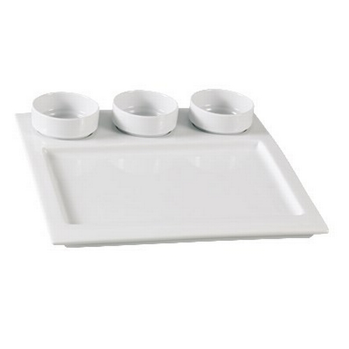 Yanco China ML-810 Main Land Super White Porcelain 3-Compartment Dish - 1 Doz
