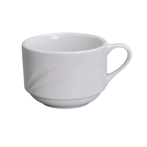 Yanco China MM-1-S Miami Bone White Porcelain 7.5 oz. Embossed Cup - 3 Doz