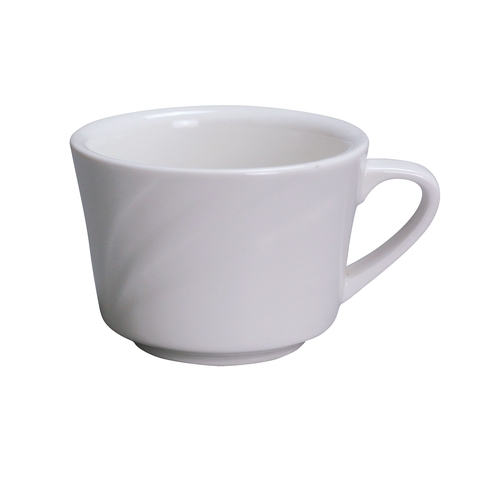 Yanco China MM-1 Miami Bone White Porcelain 7.5 oz. Embossed Cup - 3 Doz