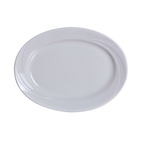 Yanco China MM-13 Miami Bone White Porcelain 11.75" x 8.75" Oval Platter-1 Doz