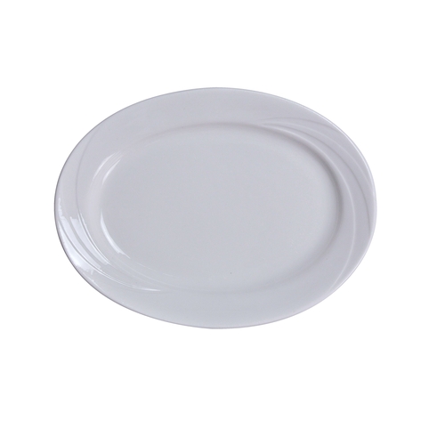 Yanco China MM-14 Miami Bone White Porcelain 14" x 10" Oval Platter - 1 Doz