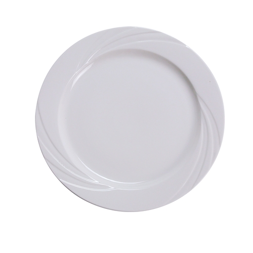 Yanco China MM-21 Miami Bone White Porcelain 12" dia. Embossed Plate - 1 Doz