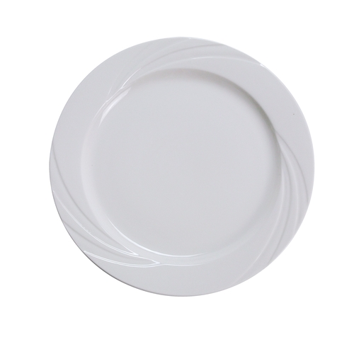Yanco China MM-9 Miami Bone White Porcelain 9.75" dia. Embossed Plate - 2 Doz