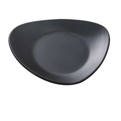 Yanco China MO-106BK Moderne Matte Black Melamine 6" x 4.5" Triangular Plate