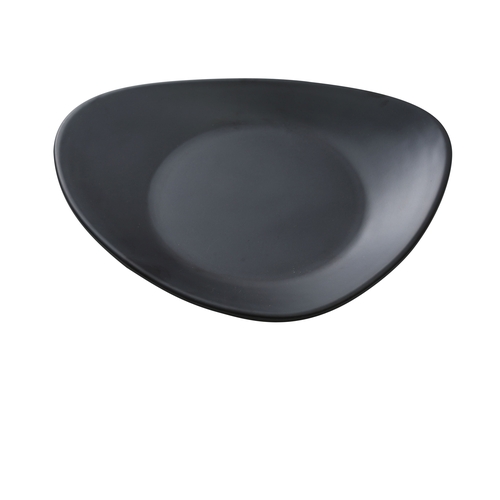 Yanco China MO-112BK Moderne Matte Black Melamine 12" x 10.5" Triangular Plate
