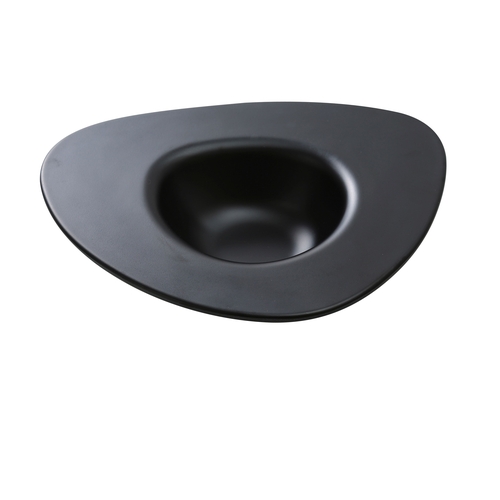 Yanco China MO-410BK Moderne Matte Black Melamine 10 oz. Triangular Dessert Plate