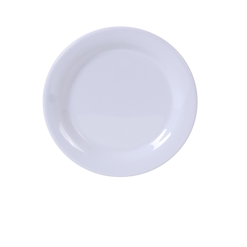 Yanco China MS-106WT Milestone White Melamine 6.5" dia. Narrow Rim Plate - 4 Doz