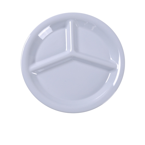 Yanco China MS-710WT Milestone White Melamine 10.25" dia. 3-Compartment Plate
