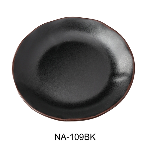 Yanco China NA-109BK Nature Art Black Melamine 9" dia. Plate - 3 Doz
