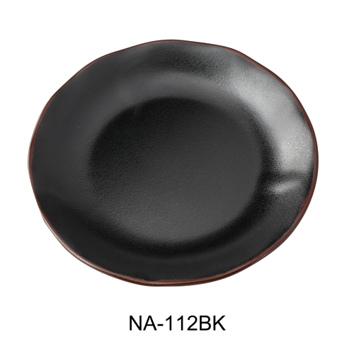 Yanco China NA-112BK Nature Art Black Melamine 12" dia. Dinner Plate - 1 Doz