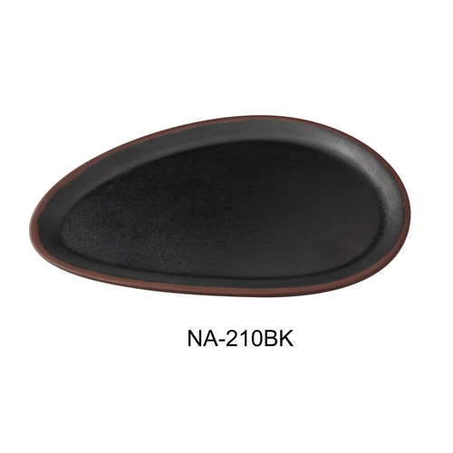 Yanco China NA-210BK Nature Art Black Melamine 10" x 6" Oval Dinner Plate - 3 Doz