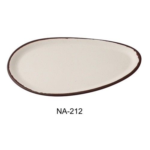 Yanco China NA-212 Nature Art White Melamine 12" x 7.75" Oval Dinner Plate