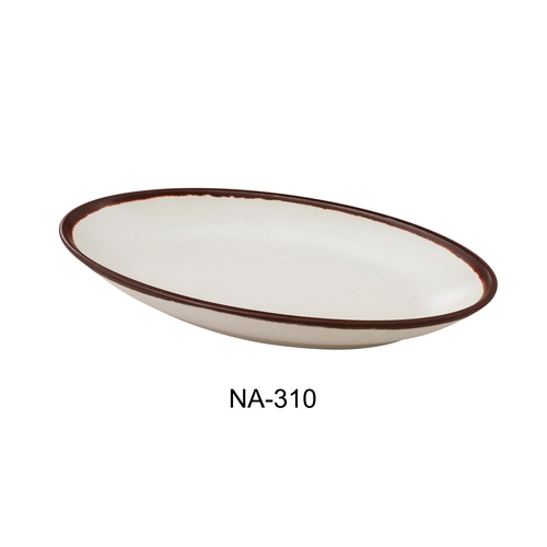 Yanco China NA-310 Nature Art White Melamine 10.5" x 5.25" Oval Salad Plate