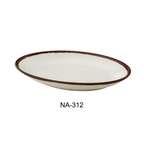 Yanco China NA-312 Nature Art White Melamine 12.5" x 6.25" Deep Oval Plate