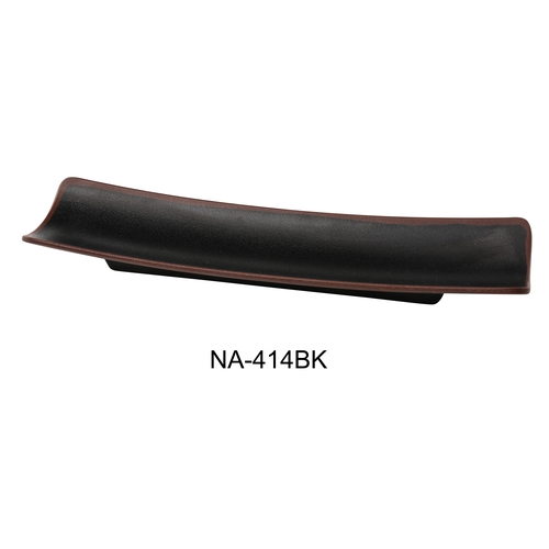 Yanco China NA-414BK Nature Art Black Melamine 12.8" x 3.5" Sushi Plate - 3 Doz