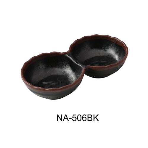 Yanco China NA-506BK Nature Art Black Melamine 4 oz. Condiment Server - 4 Doz