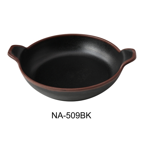 Yanco China NA-509BK Nature Art Black Melamine 24 oz. Bowl w/ Handle - 3 Doz