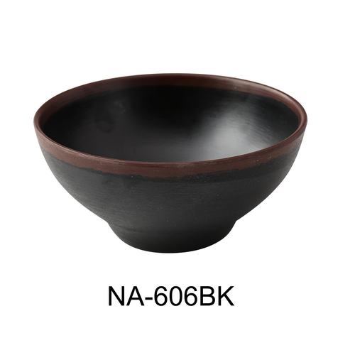 Yanco China NA-606BK Nature Art Black Melamine 28 oz. 6.5" dia. Noodle Bowl-4 Doz