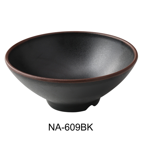 Yanco China NA-609BK Nature Art Black Melamine 55 oz. 9" dia. Ramen Bowl - 2 Doz