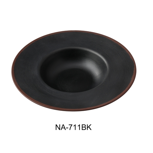 Yanco China NA-711BK Nature Art Black Melamine 16 oz. Dessert Plate - 1 Doz