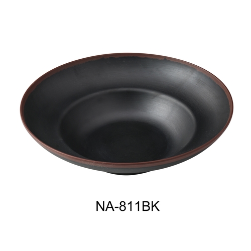 Yanco China NA-811BK Nature Art Black Melamine 20 oz. Mediterranean Pasta Bowl
